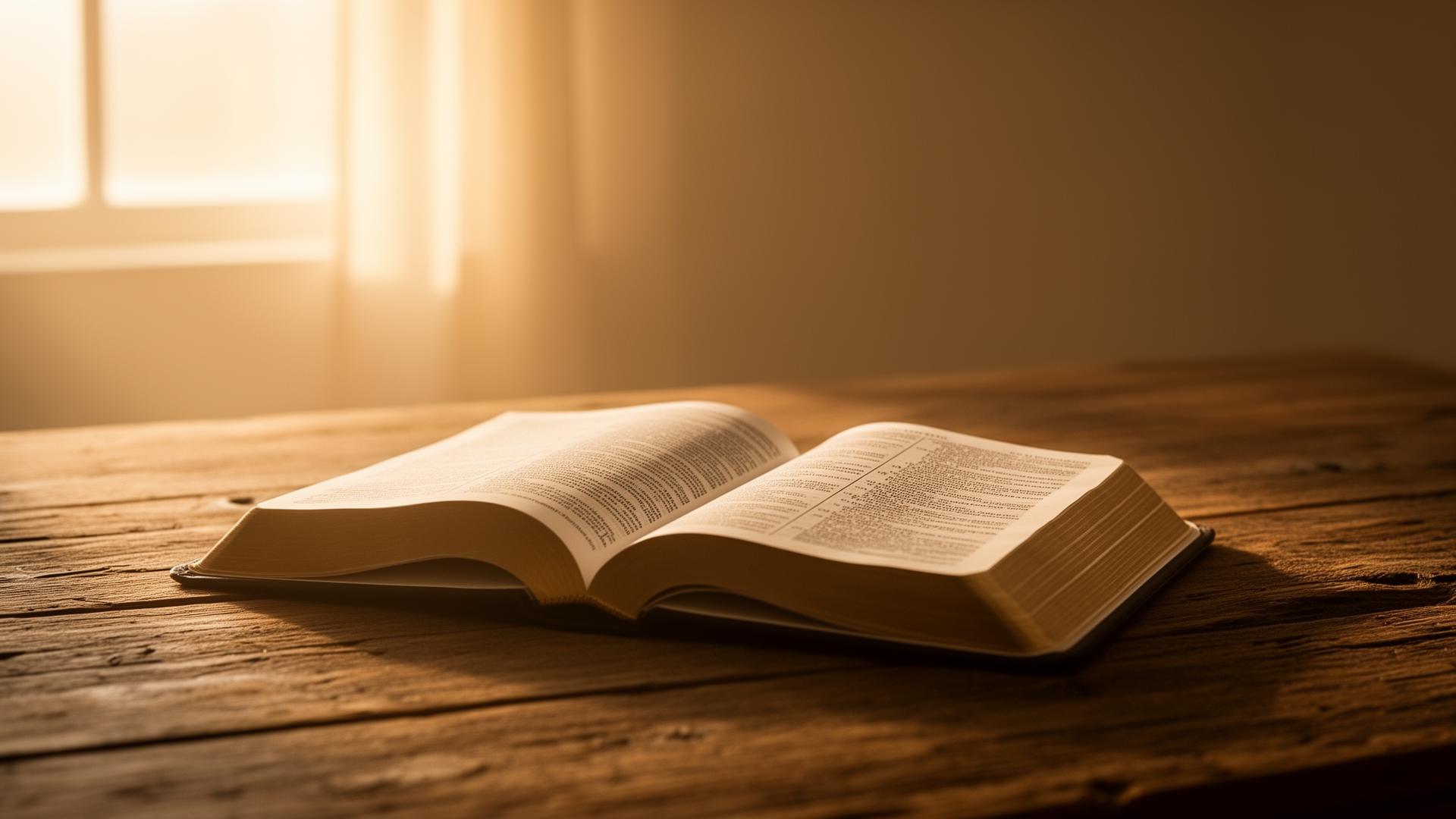 Open Bible in warm light